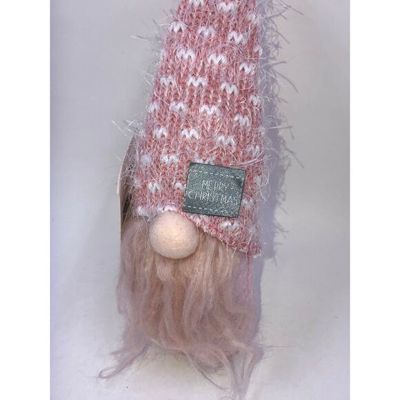 New Small Mini Pink Merry Christmas Plush Gnome Figure - Picture 3 of 4